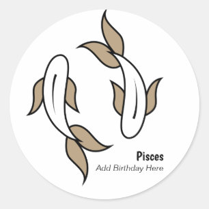 Pisces the twin fish personalised party favour classic round sticker