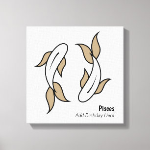 Pisces the twin fish personalised zodiac canvas print