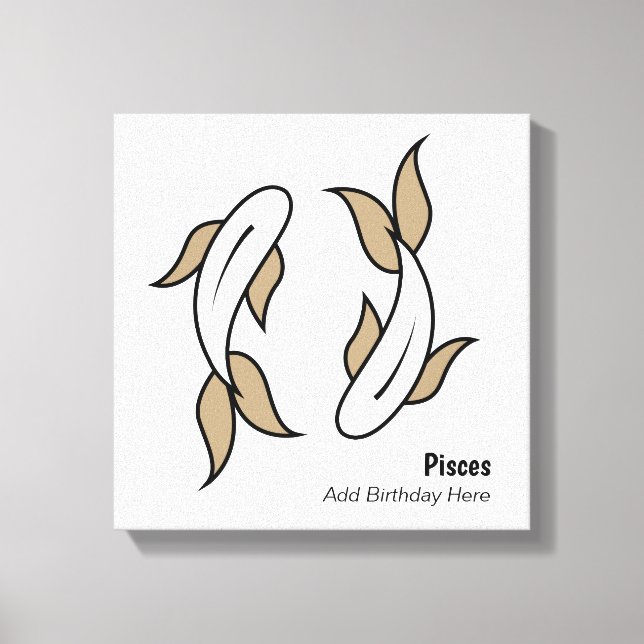 Pisces the twin fish personalised zodiac canvas print (Front)