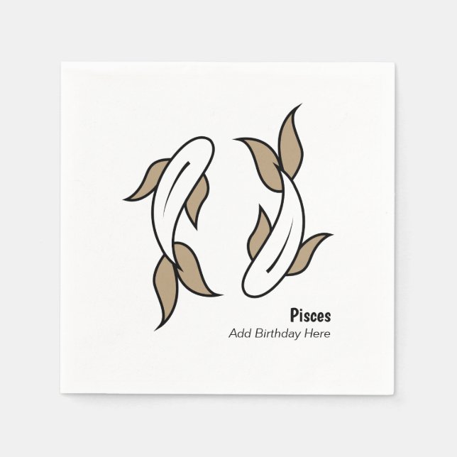 Pisces the twin fish personalised zodiac napkin (Front)