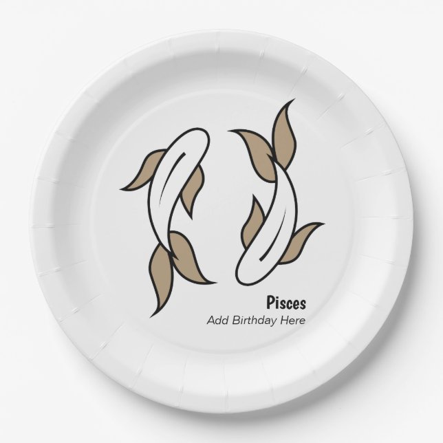 Pisces the twin fish personalised zodiac paper plate (Front)
