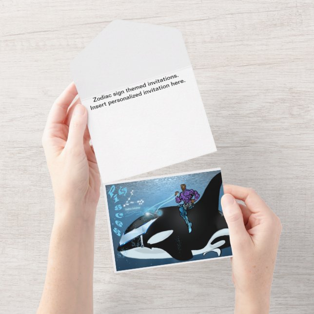 Pisces Theme all in one birthday invitation. Invitation (Tearaway)
