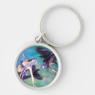 Pisces – Two Mermaids Swimming in a Loop Key Ring