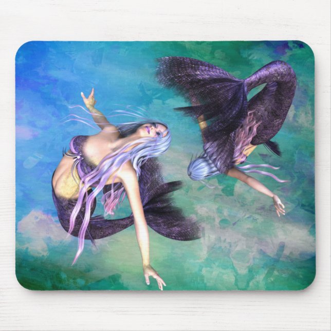 Pisces – Two Mermaids Swimming in a Loop Mouse Mat (Front)