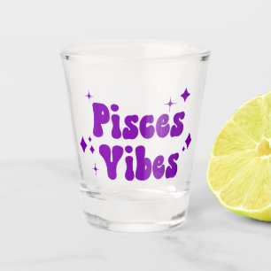 Pisces Vibes Zodiac Astrology Purple Stars Shot Glass