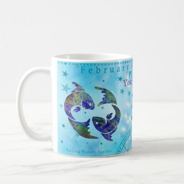 Pisces Vintage Zodiac Astrology Custom Coffee Mug (Left)