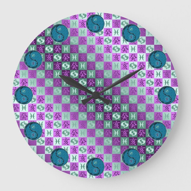 Pisces & Water Boar Large Clock (Front)