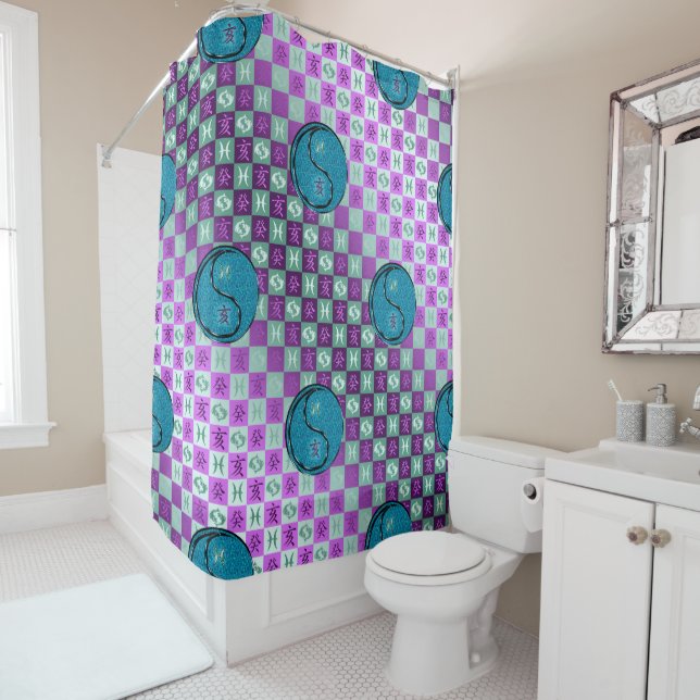 Pisces & Water Boar Shower Curtain (In Situ)