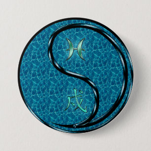 Pisces & Water Dog 7.5 Cm Round Badge