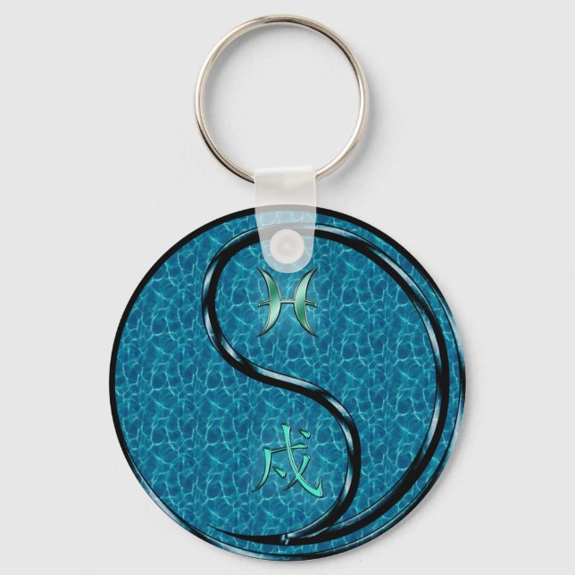 Pisces & Water Dog Key Ring (Front)