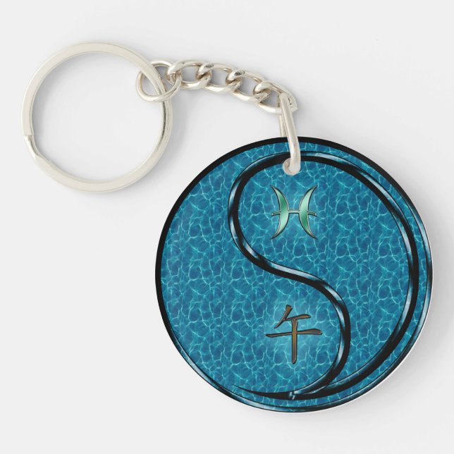 Pisces & Water Horse Key Ring (Front)