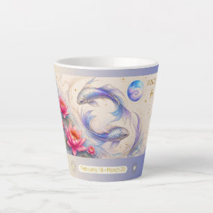 Pisces Water Lily Art Nouveau Small Latte Mug