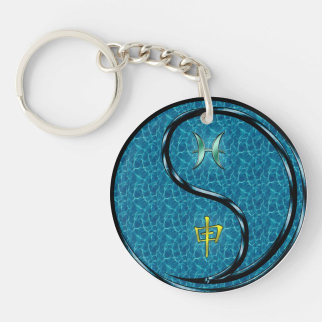 Pisces & Water Monkey Key Ring (Front)