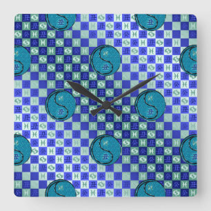 Pisces & Water Ox Square Wall Clock
