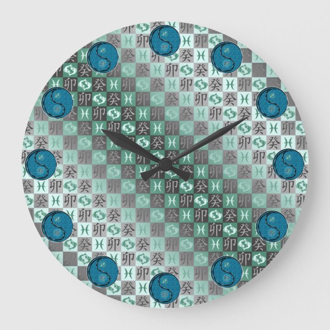 Pisces & Water Rabbit Large Clock (Front)