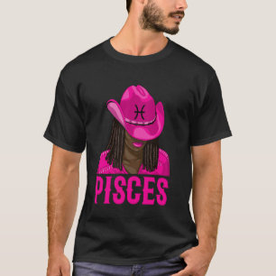 Pisces Western Cowgirl African American Black Wome T-Shirt