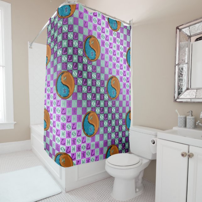 Pisces & Wood Boar Shower Curtain (In Situ)
