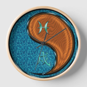 Pisces & Wood Dog Clock