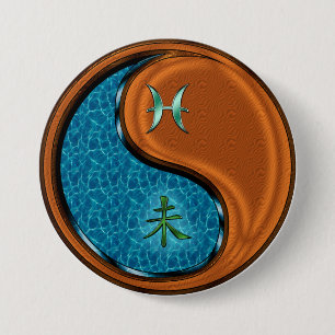 Pisces & Wood Goat 7.5 Cm Round Badge