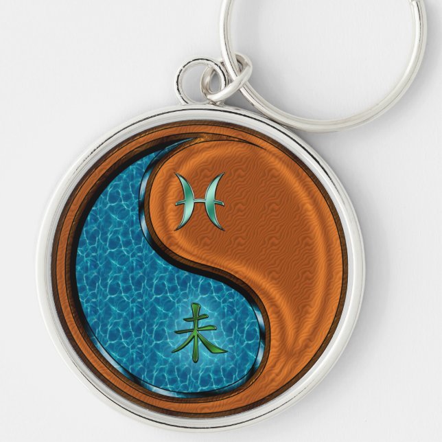 Pisces & Wood Goat Key Ring (Front)