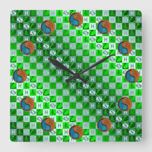 Pisces & Wood Goat Square Wall Clock