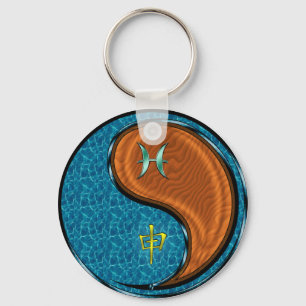 Pisces & Wood Monkey Key Ring
