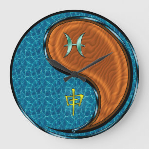 Pisces & Wood Monkey Large Clock