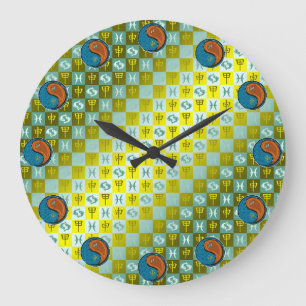 Pisces & Wood Monkey Large Clock