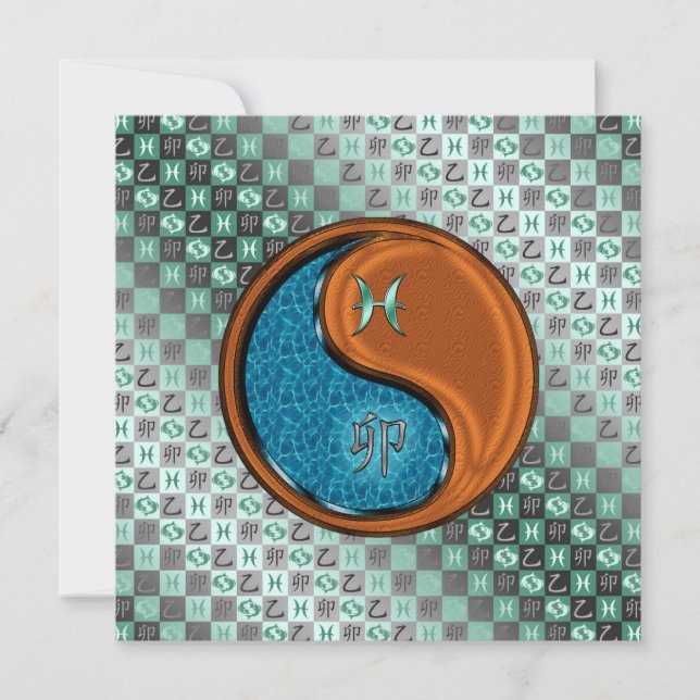 Pisces & Wood Rabbit Card (Front)