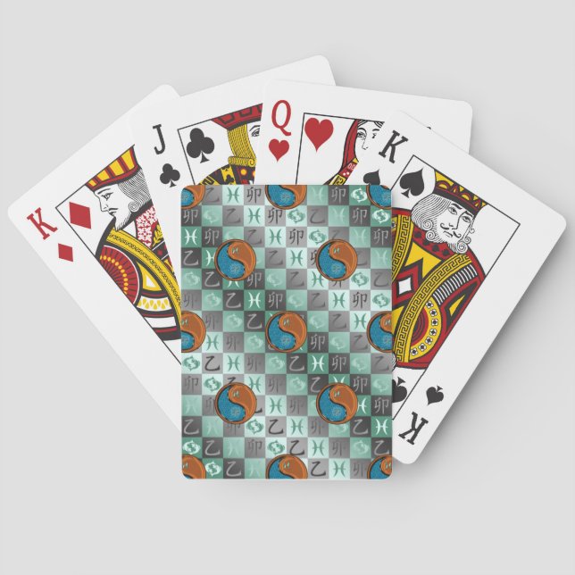Pisces & Wood Rabbit Playing Cards (Back)
