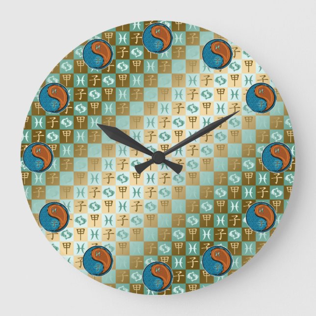 Pisces & Wood Rat  Large Clock (Front)
