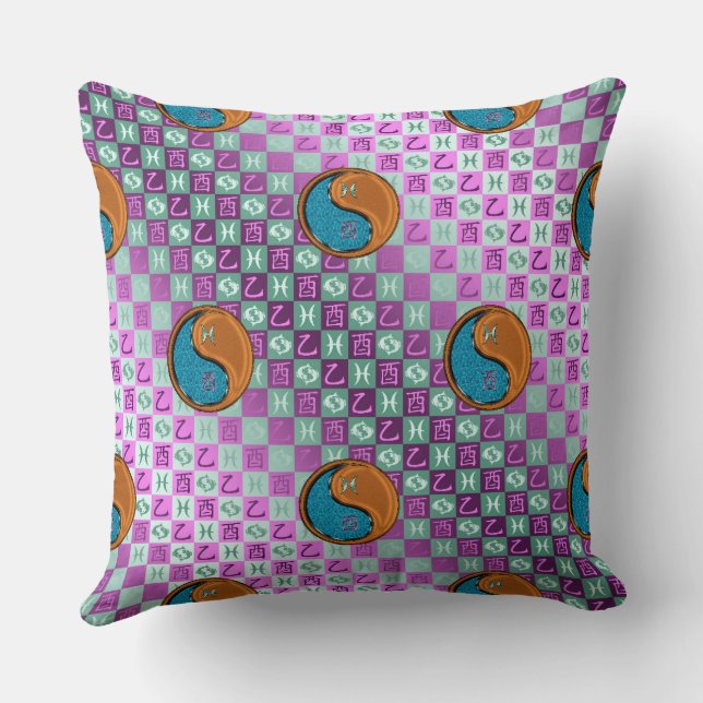 Pisces & Wood Rooster Cushion (Back)