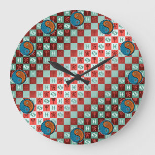 Pisces & Wood Tiger Large Clock