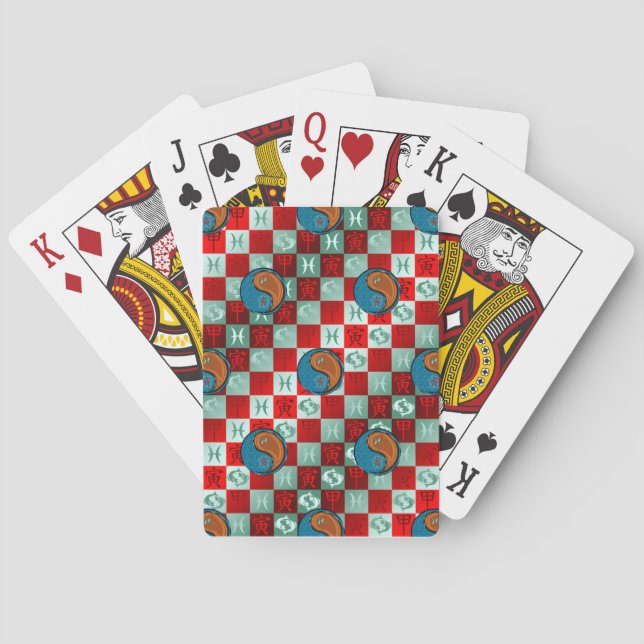 Pisces & Wood Tiger Playing Cards (Back)