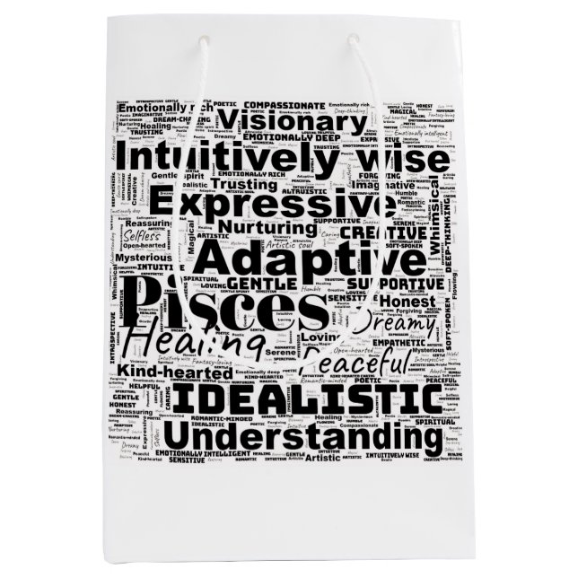 Pisces Word Cloud Zodiac Inspiration  Medium Gift Bag (Front)