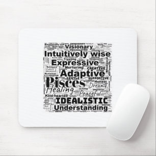 Pisces Word Cloud Zodiac Inspiration Mouse Mat