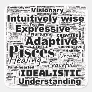 Pisces Word Cloud Zodiac Inspiration Square Sticker