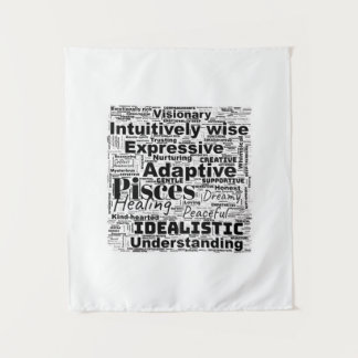 Pisces Word Cloud Zodiac Inspiration Tapestry