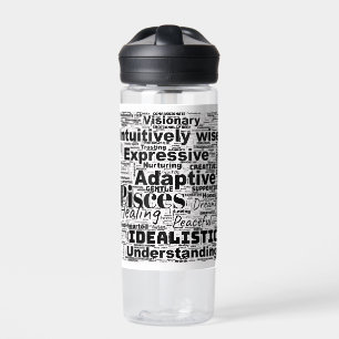 Pisces Word Cloud Zodiac Inspiration  Water Bottle