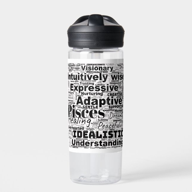 Pisces Word Cloud Zodiac Inspiration  Water Bottle (Front)