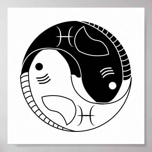 pisces yin yang fish astrology zodiac symbol poster (Front)