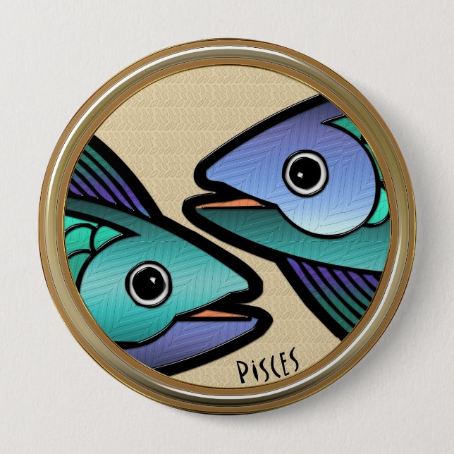 Pisces Z (Pin-On Button) 10 Cm Round Badge (Front)
