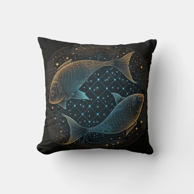 Pisces Zodiac Astrological Pillow (Front)
