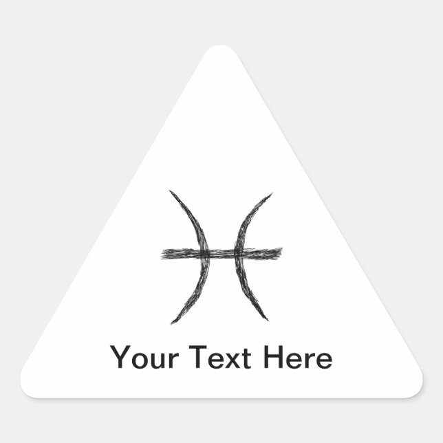 Pisces. Zodiac Astrology Sign. Black. Triangle Sticker (Front)