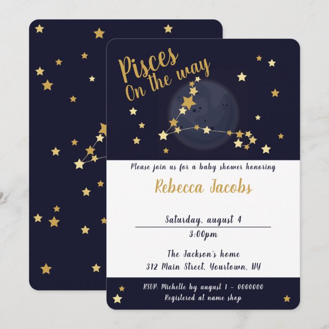 Pisces zodiac Baby Shower Invitation (Front/Back)