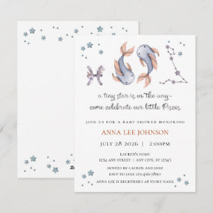 Pisces Zodiac Baby Shower Invitation