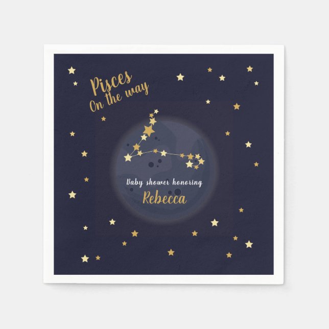 Pisces zodiac baby shower napkin (Front)
