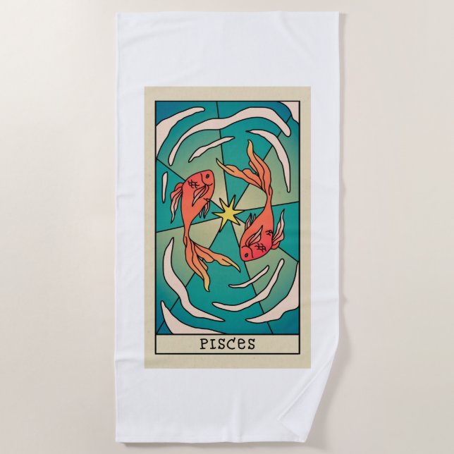Pisces Zodiac Beach Towel (Front)