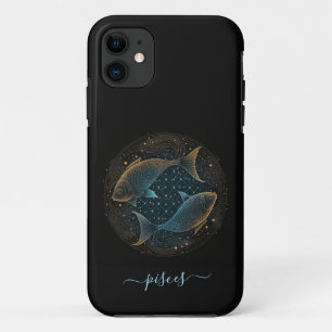 Pisces zodiac black and gold Case-Mate iPhone case
