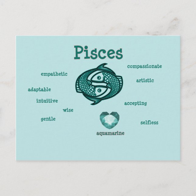 Pisces zodiac characteristics postcard (Front)